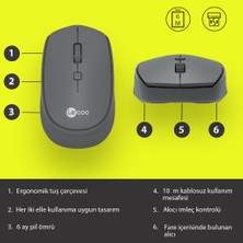 Lenovo Lecoo WS202-G Gri USB Kablosuz Mouse