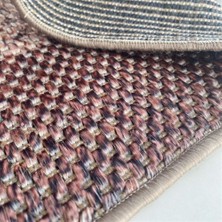 Carpettex Hasır Dokuma Jüt Taban Bordür Desenli Kahve Bej Renkli Halı
