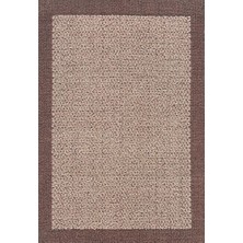 Carpettex Hasır Dokuma Jüt Taban Bordür Desenli Kahve Bej Renkli Halı