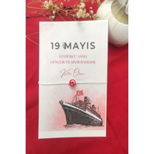 Emtory Home Bandırma Vapuru Konsept - 10 Adet Kuşe Kartlı Hediyelik Bileklik - 19 Mayıs Hediyesi -