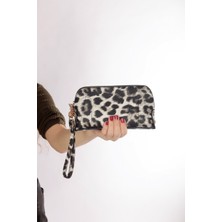 Bag Molly El Çantası Orta Boy Telefon Çantası Beyaz Leopar Desen