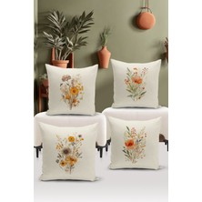 Bertille Home Flower/vintage Serisi Çift Tarafı Dijital Baskılı  4'lü Kırlent Kılıfı Seti  (Cushion Cover Set)