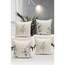 Bertille Home Flower/vintage Serisi Çift Tarafı Dijital Baskılı  4'lü Kırlent Kılıfı Seti  (Cushion Cover Set)