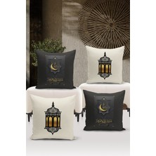 Bertille Home Ramazan Serisi Çift Tarafı Dijital Baskılı  4'lü Kırlent Kılıfı Seti  (Ramadan Cushion Cover Set)