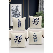 Bertille Home Flower/vintage Serisi Çift Tarafı Dijital Baskılı  4'lü Kırlent Kılıfı Seti  (Cushion Cover Set)