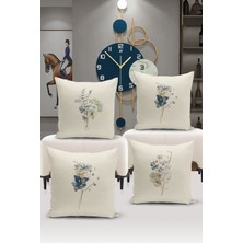Bertille Home Flower/vintage Serisi Çift Tarafı Dijital Baskılı  4'lü Kırlent Kılıfı Seti  (Cushion Cover Set)