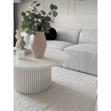 Eriza Nare, Yuvarlak Modern Çıtalı Orta Sehpa, Beyaz
