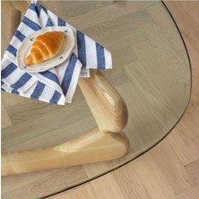 Eriza Vitra, Yeni Nesil Modern Elips Geometrik Orta Cam Sehpa, Naturel