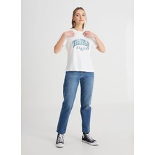 Wrangler Bisiklet Yaka Kırık Beyaz Kadın T-Shirt W7N4205541102-Bısıklet Yaka T-Shirt