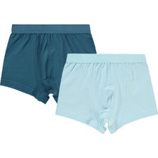 Civil Boys Erkek Çocuk 2'li Boxer Set Nefes Alabilir Kumaş Mavi Lacivert 2-10 Yaş