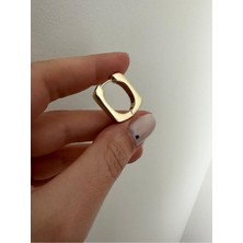 Jerie Gold Oval Kare Pirinç Kaplama Özel Seri Modern Kararmayan Küpe