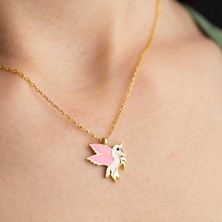 Mevafa 925 Ayar ​gümüş Gold Kanatlı At Kadın Kolye