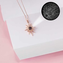 Mevafa 925 Ayar Gümüş Rose 100 Dilde Seni Seviyorum Kutup Yıldızı Kadın Kolye