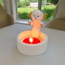 Taşdevri Life Dekoratif Ateş Başında Isınan Köpek  Tealight Mumluk