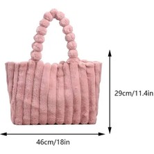 Songli Pembe Moda Peluş Tote Çanta Rahat Üst Çanta Katı Kabarık Omuz Çantası Büyük Kapasiteli Kürklü Alışveriş Çantası Şık Seyahat Kılıfı Çanta (Yurt Dışından)