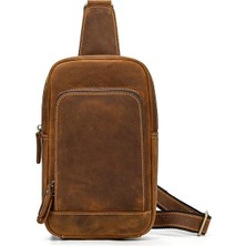 Songli 9330 Açık Kahverengi Rahat Spor Çanta Deri Göğüs Çantaları Erkekler Için Ipad Mini Inek Deri Bir Omuz Çantaları Erkek Anti Hırsızlık Göğüs Paketi Sling Çanta Erkekler Için (Yurt Dışından)