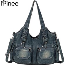 Songli Açık Mavi 37CM(L)X15CM(W)X29CM Ipinee Kadın Kot Çanta Y2K Vintage Mavi Jean Çanta ve Çanta Crossbody Omuz Cüzdan Büyük Kapasiteli (Yurt Dışından)