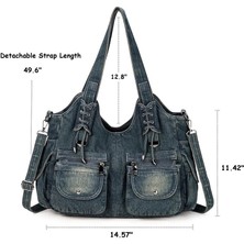 Songli Açık Mavi 37CM(L)X15CM(W)X29CM Ipinee Kadın Kot Çanta Y2K Vintage Mavi Jean Çanta ve Çanta Crossbody Omuz Cüzdan Büyük Kapasiteli (Yurt Dışından)