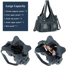 Songli Açık Mavi 37CM(L)X15CM(W)X29CM Ipinee Kadın Kot Çanta Y2K Vintage Mavi Jean Çanta ve Çanta Crossbody Omuz Cüzdan Büyük Kapasiteli (Yurt Dışından)