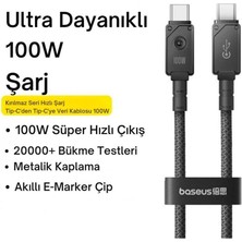 Baseus 2mt 100W Mega Hızlı Type-C To Type Şarj Kablosu, E-Marker Çipli Aramid Fiber Kablolu Type C Kablo