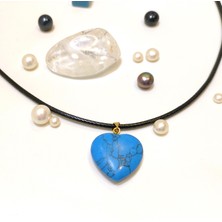 Altın Ofisi Kalpli Yapay Firuze Turkuaz Kolye 14 Ayar Altın  HD VİDEOLU