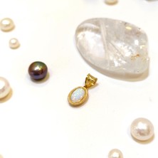 Altın Ofisi Beyaz Opal Taşlı Kolye Ucu14 Ayar Altın  HD VİDEOLU