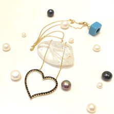 Altın Ofisi Siyah Taşlı Kalp Kolye 14 Ayar Altın  HD VİDEOLU