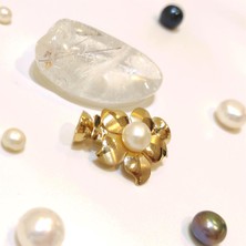 Altın Ofisi İnci Klips Kilit Çiçek Kolye Ucu 14 Ayar Altın HD VİDEOLU