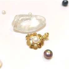 Altın Ofisi İnci Klips Kilit Çiçek Kolye Ucu 14 Ayar Altın HD VİDEOLU