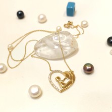 Altın Ofisi anne ve Bebek Kalp Kolye 14 Ayar Altın  HD VİDEOLU