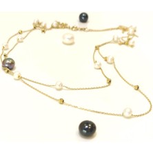 Altın Ofisi İki Sıralı Dorika toplu İnci Kolye 14 Ayar Altın HD VİDEOLU