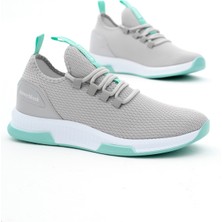 Tonny Black Unisex Gri Yeşil Nefes Alabilen Kumaş Poli Taban Bağcıklı Spor Ayakkabı