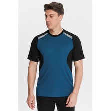 Uniprom Erkek Sıfır Yaka Tişört Nefes Alan Kumaş Procool Indigo-Siyah Spor Outdoor T-Shirt