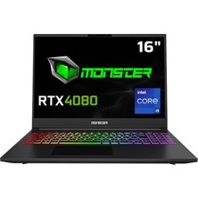 Monster  Tulpar T6 V1.2.8 Intel Core I9 14900HX 64 GB Ram 1 Tb SSD 12 GB  Rtx 4080 Freedos 16" Wqxga 165 Hz Oyun Bilgisayarı