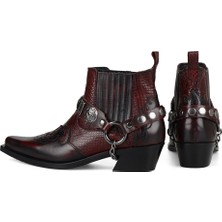 FootCourt Bordo Deri Kadın Kovboy Bot