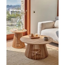 Eriza Side, Yuvarlak Country 2'li Çıtalı Orta ve Yan Sehpa, Naturel