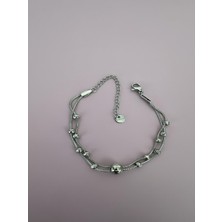 Quella Çelik 2'li Topçuklar Silver Bileklik (Uzunluk: 17-22 Cm)