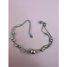 Quella Çelik 2'li Topçuklar Silver Bileklik (Uzunluk: 17-22 Cm)
