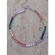 Quella ÖZEL SERİ Renkli Zirkon Silver Halhal (23-28 cm)