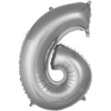 Eğlence Marketi 40 Inç 100 cm Gümüş Folyo Rakam Balon 6