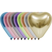 Eğlence Marketi 12 Inç Standart Boy Krom Kalp Balon Karışık 50 Adet
