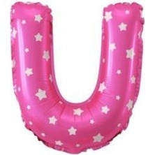 Eğlence Marketi 16 Inç 35 cm Pembe Folyo Harf Balon U