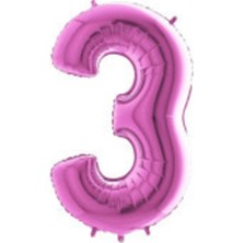 Eğlence Marketi 40 Inç 100 cm Pembe Folyo Rakam Balon 3