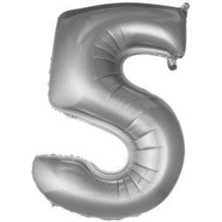 Eğlence Marketi 40 Inç 100 cm Gümüş Folyo Rakam Balon 5