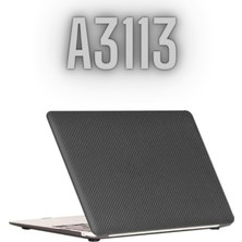 TEKNETSTORE Macbook Air 2024 13.6 Inç M3 Çip A3113 Tam Uyumlu Carbon Design Full Protective Cover