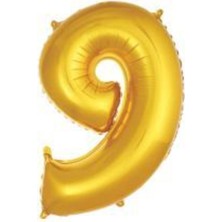 Eğlence Marketi Folyo Rakam Balon 76 cm Altın 9