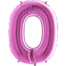 Eğlence Marketi 40 Inç 100 cm Pembe Folyo Rakam Balon 0