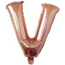 Eğlence Marketi 40 Inç 100 cm Rose Gold Folyo Harf Balon V