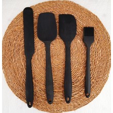 Mother Kitchen 4 Parça Büyük Boy Silikon Yumurta Fırçası Kaşık Bıçak Spatula Seti Isıya Dayanıklı