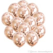 Eğlence Marketi 10 Adet Konfetili Şeffaf Balon Rose Gold